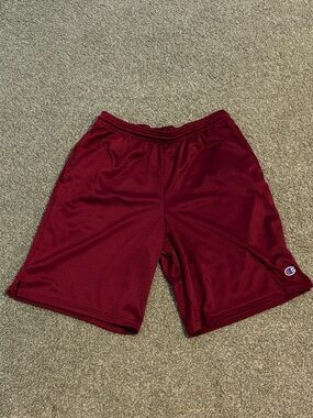 Champion Men's Burgundy Athletic Mesh Shorts